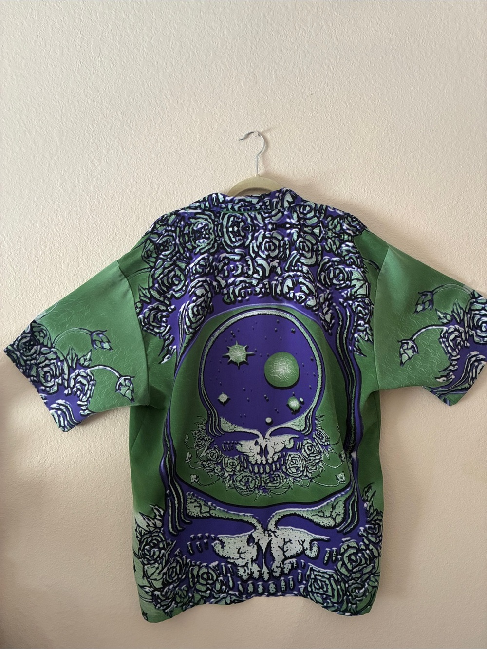 Grateful Dead Green and Purple Skull Graphic Button-Down Shirt by Dragonfly - Picture 3 of 3